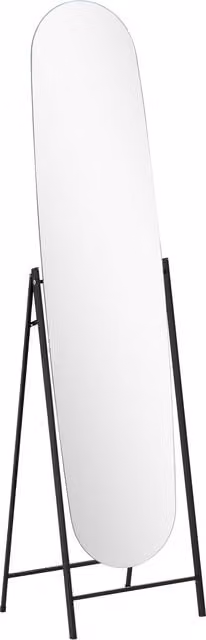 Espejo de cuerpo entero arqueado HOMCOM en color negro con soporte de metal, para apoyar en la pared o de pie, An/P/Al: 40 x 160 cm