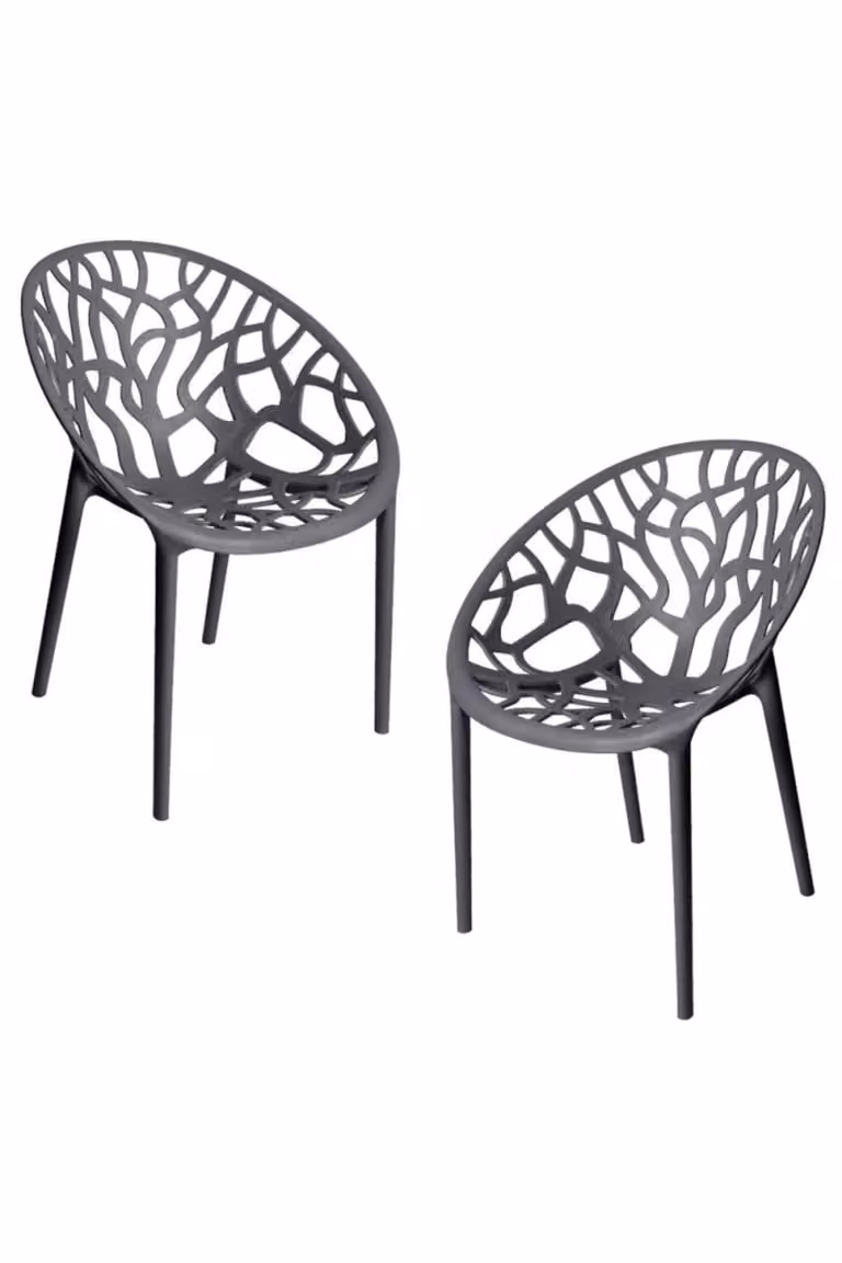 Pack de 2 sillas de polipropileno color gris antracita estilo escandinavo para hogar u oficina