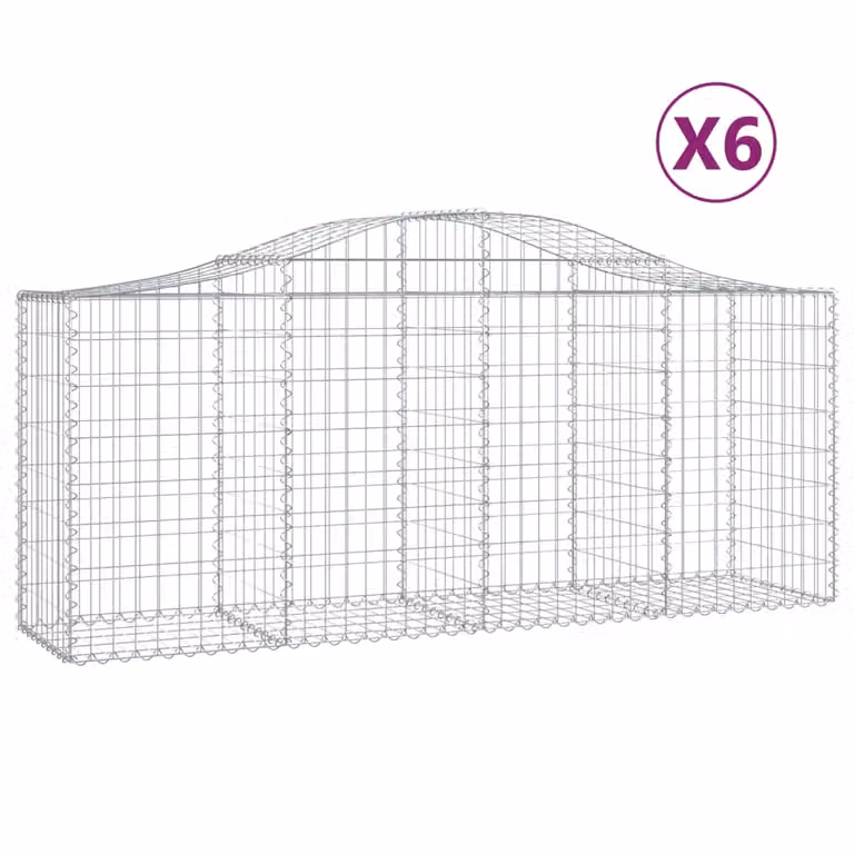 Set de 6 cestas de gaviones con forma de arco videx en acero galvanizado color gris, An/P/Al: 200 x 50 x 80/100 cm