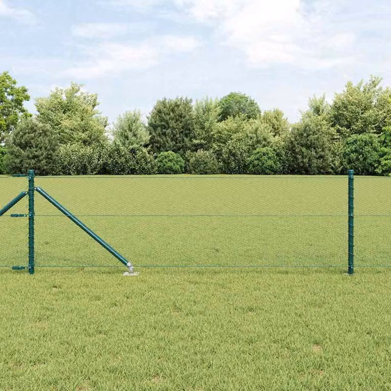 Valla de malla hexagonal Syfax de acero recubierto de PVC en color verde con poste redondo, An/P/Al: 10 x 0,8 x 0,37 m
