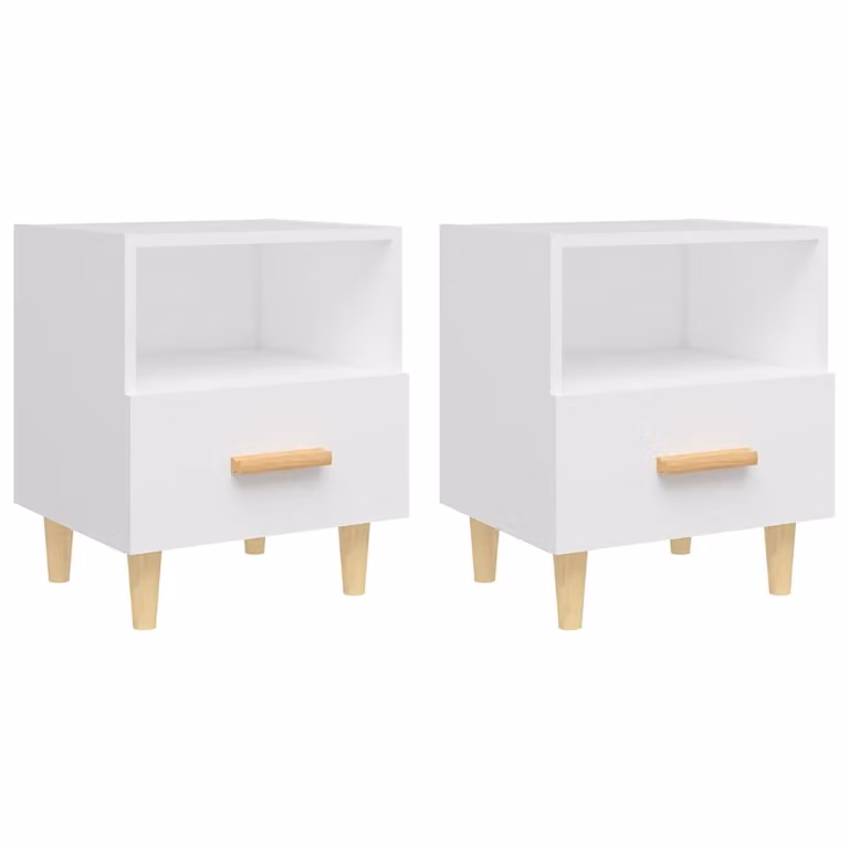 Set de 2 mesitas de noche vidaXL de estilo escandinavo en color blanco, An/P/Al: 40 x 35 x 47 cm