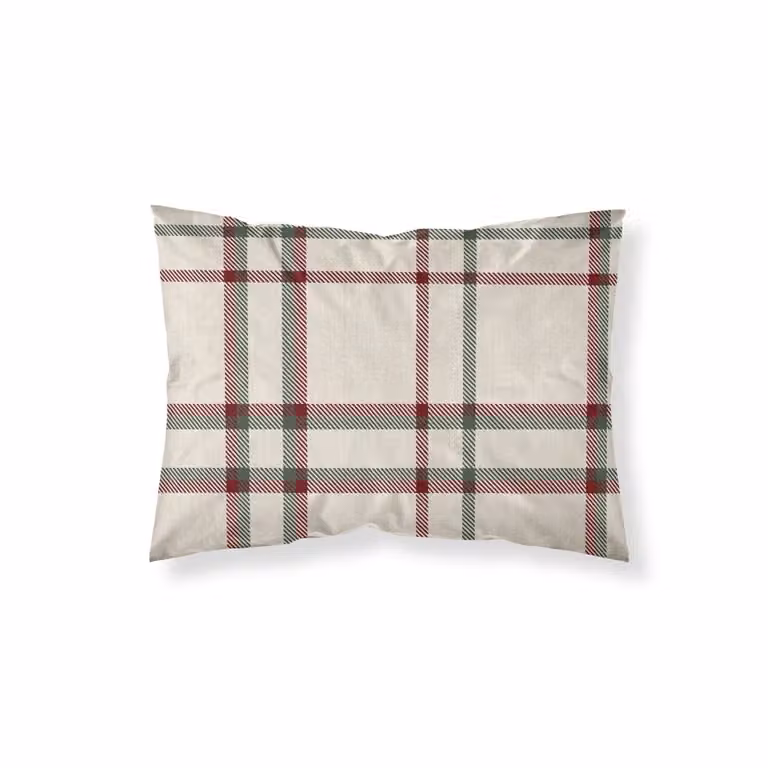 Funda de almohada Muare Home de poliéster con diseño de cuadros multicolor y beige, 80x80 cm