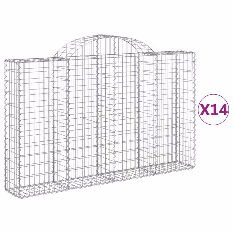 Set de 14 cestas gaviones videx en acero galvanizado color gris y plata, An/P/Al: 200 x 30 x 120/140 cm
