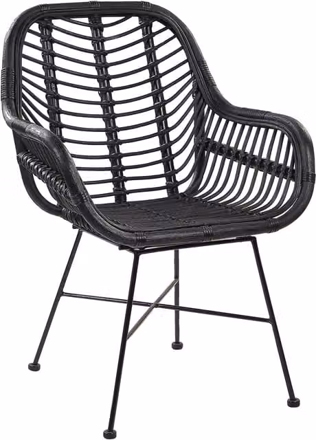 Sillón de ratán y mimbre Canora de Beliani en color negro con patas de metal negro para salón o comedor