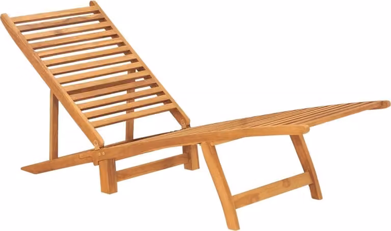 Tumbona de madera de teca Syfax con respaldo ajustable y acabado aceitado en color marrón multicolor para jardín
