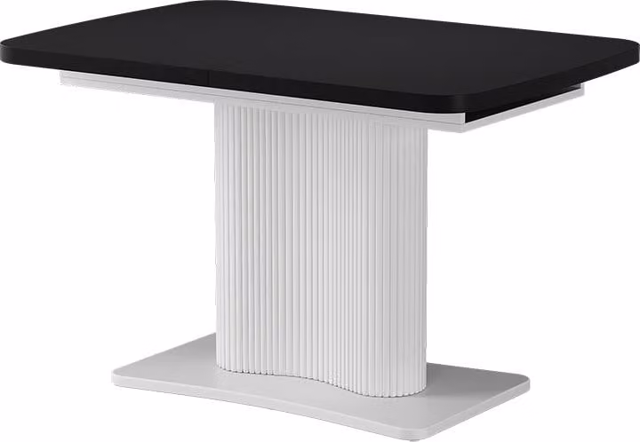 Mesa de comedor extensible Vicco Fenaro en blanco y negro con hoja de mariposa y columna central An/P/Al: 120 x 80 x 76 cm