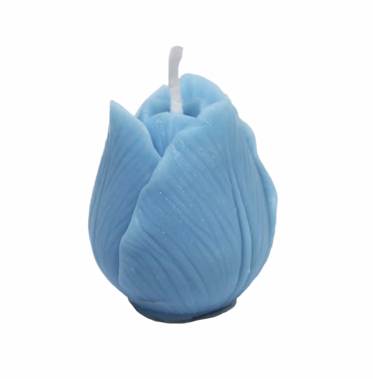 Lote de 6 velas decorativas Un Jour Un Désert con diseño floral en color azul de cera orgánica para mesa