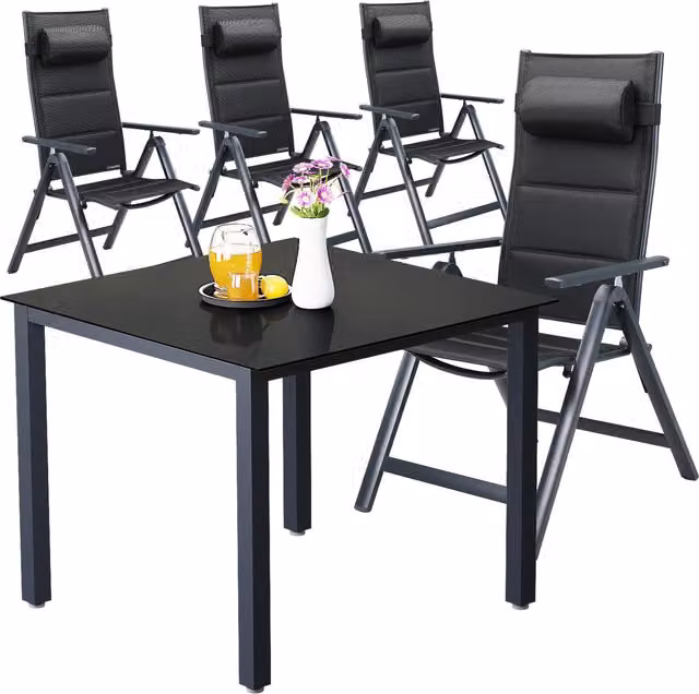 Conjunto de asientos de jardín Bern Premium Casaria de 5 piezas en aluminio color antracita mate