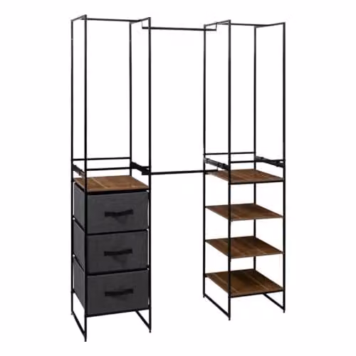 Armario modular de 6 piezas 5Five en color negro con estantes y cajones de estilo industrial