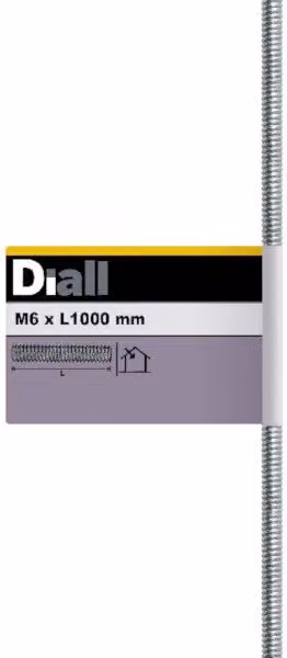Varilla roscada de acero galvanizado Diall de 1 m con ø 6 mm en color gris/plateado