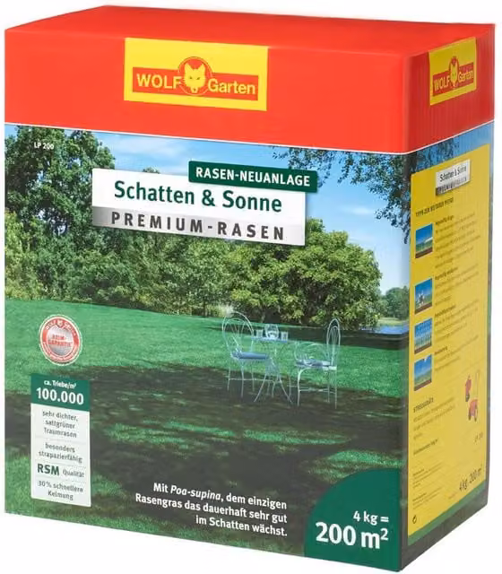 Semillas de césped Wolf-garten LP 200 Sombra y Sol de 4 kg