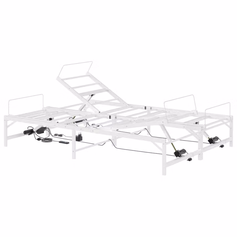 Estructura de cama eléctrica ajustable vidaXL en color blanco con marco de metal de 137 x 190 cm