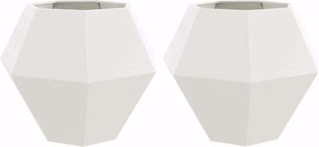 Juego de 2 maceteros rectangulares para exteriores HELLOSHOP26 de acero en color blanco An/P/Al: 100 x 100 x 80 cm