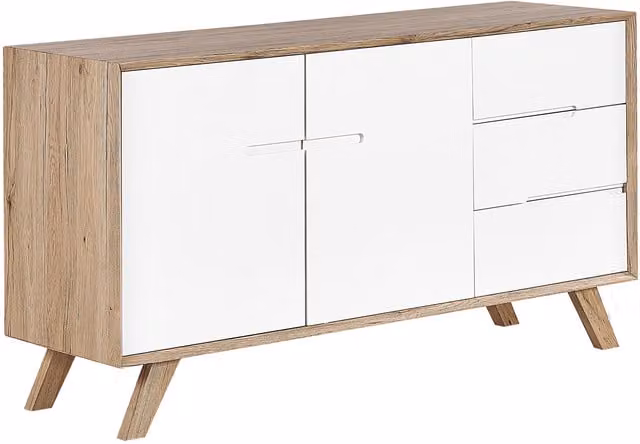 Cómoda de estilo escandinavo Beliani en marrón y blanco An/P/Al: 140 x 40 x 75 cm