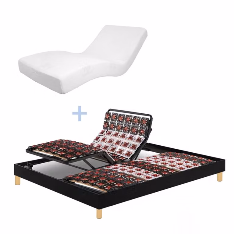 Cama eléctrica Reca Bedding con colchón de espuma viscoelástica y mando inalámbrico en color negro, An/P: 200 x 200 cm