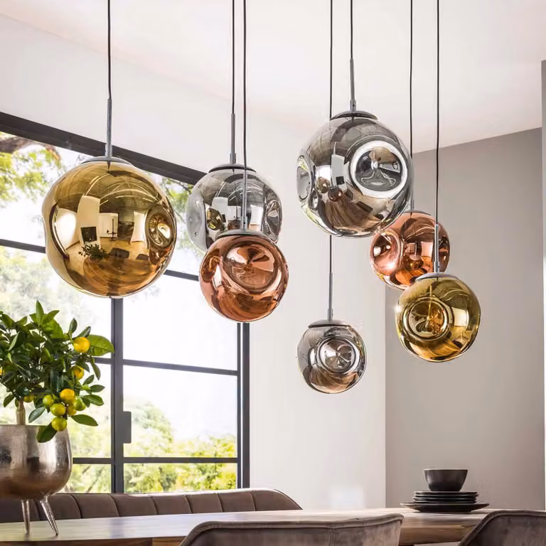Lámpara colgante de cristal Valerya ZIJLSTRA atenuable en cromo y plata para salón o comedor