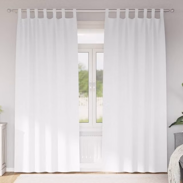 Cortinas opacas con anillas vidaXL de 2 unidades en color blanco, An/Al: 140 x 225 cm