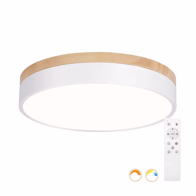 Plafón LED Moon de 36W en color blanco con control por mando y aplicación, diseño redondo y tecnología CCT de 400 mm de diámetro