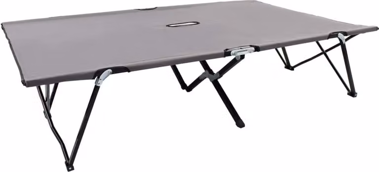 Tumbona doble plegable Syfax en acero gris con tejido textilene resistente a los rayos UV