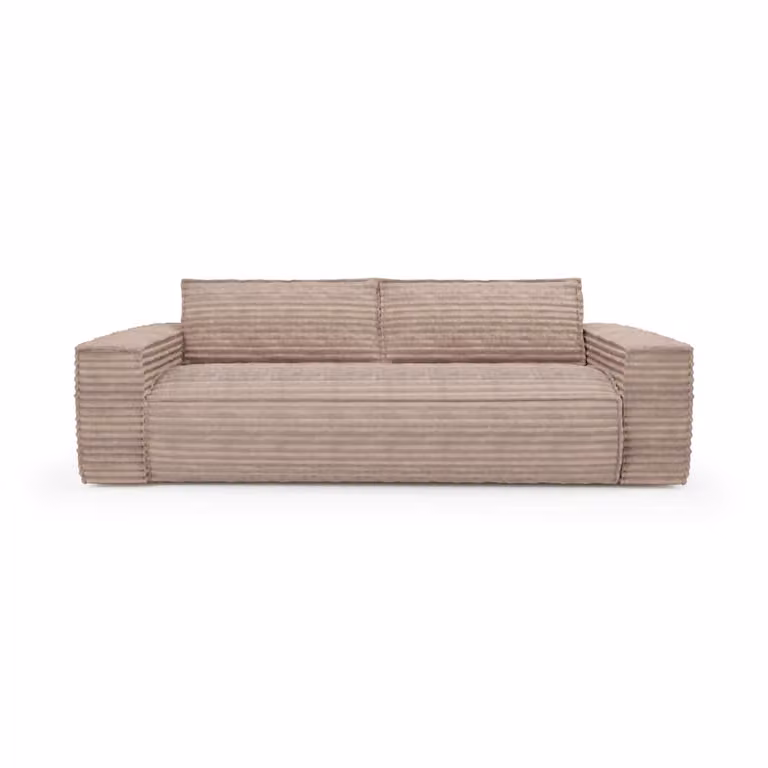 Sofá cama de 3 plazas Sia Home en pana color topo con colchón de 140 x 190 cm