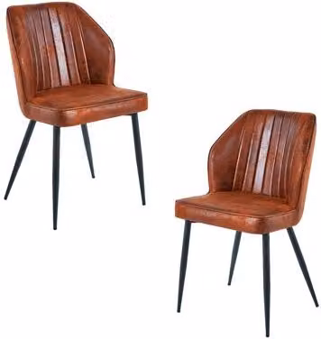 Pack de 2 sillas Wenye de piel sintética y metal en color marrón para comedor, cocina u oficina