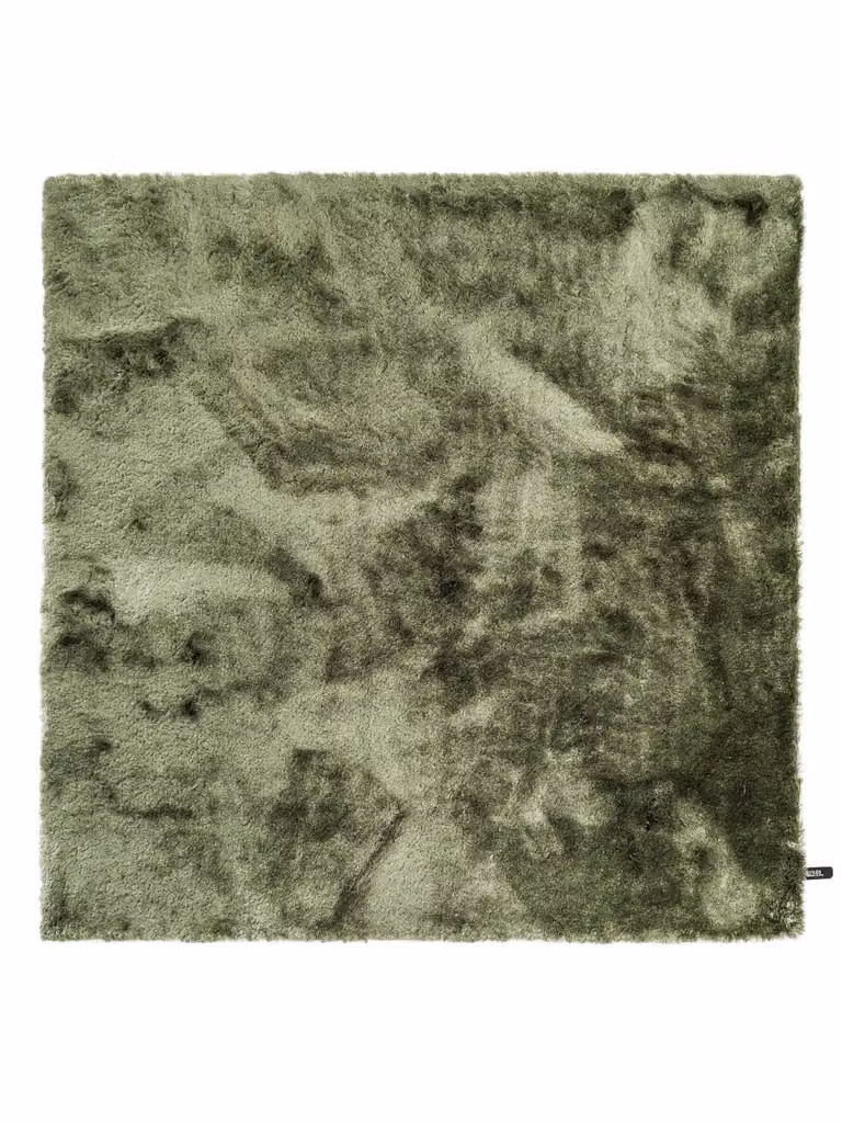 Alfombra Benuta de pelo largo verde, diseño moderno y cuadrado, An/An/Al: 150 x 150 cm