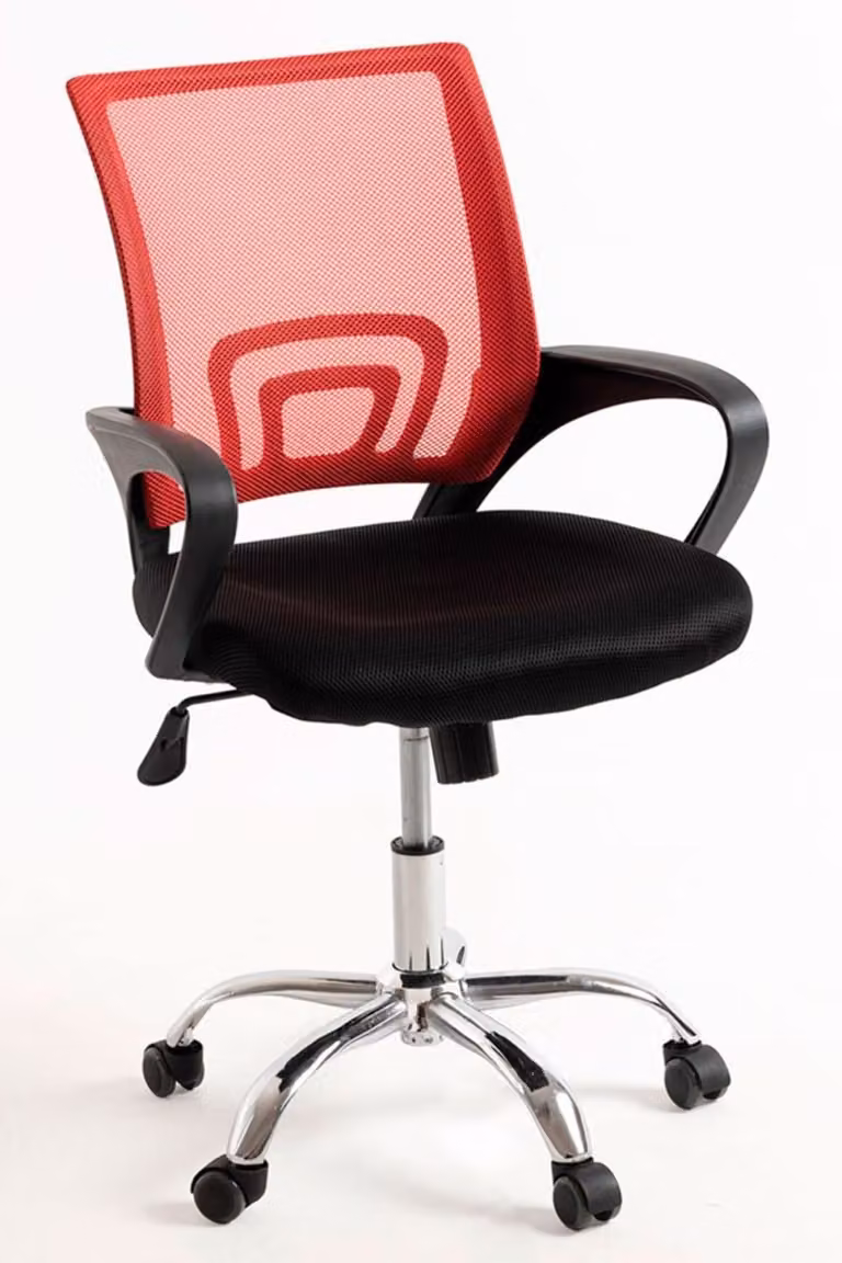 Silla de oficina estilo escandinavo REGALOS MIGUEL en color rojo y negro con reposabrazos para home office