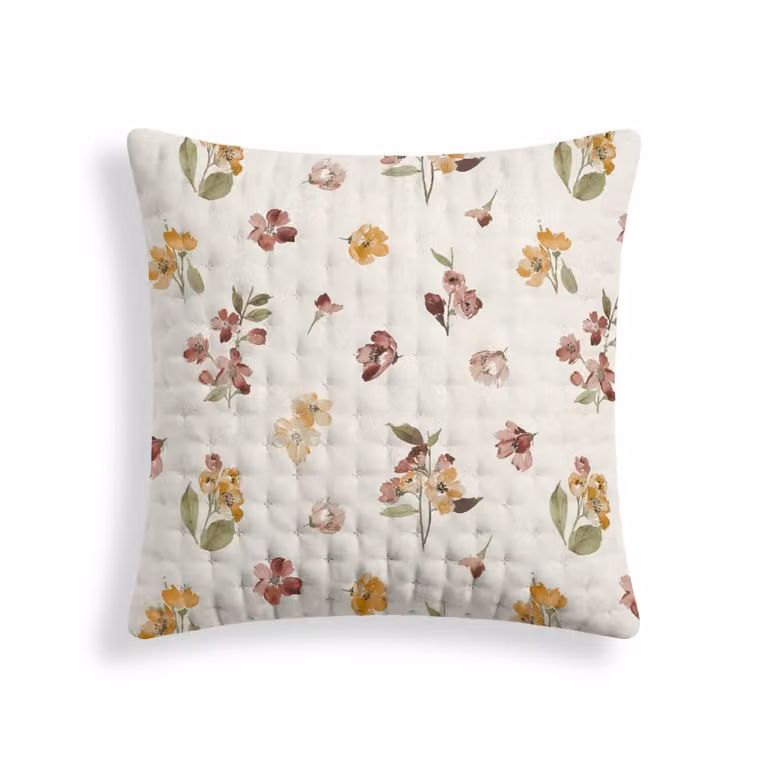Funda de almohada reversible con diseño floral multicolor y terracota de Custom, An/P/Al: 65 x 65 cm