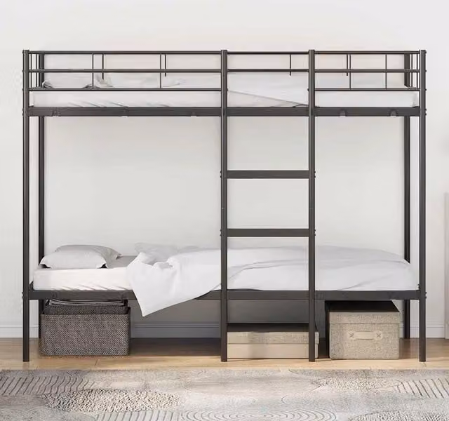 Litera de dos niveles SYFAX en metal negro para adultos, An/P/Al: 90 x 200 x 150 cm