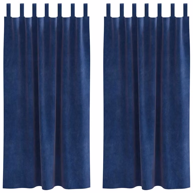 Set de 2 cortinas blackout de terciopelo vidaXL en azul, An/Al: 140 x 175 cm