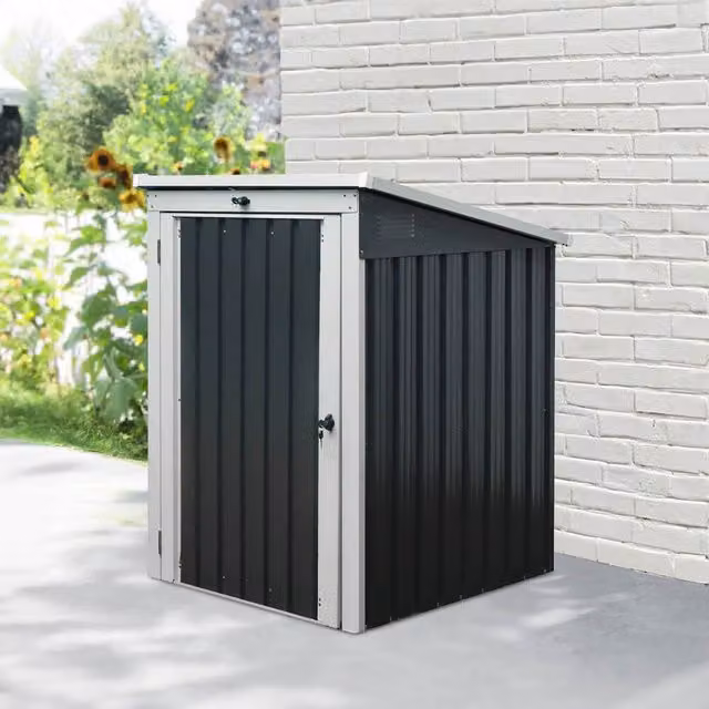 Home Deluxe Caja de basura metálica con cerradura para 1 contenedor de 240L, An: 134 cm, P: 101 cm, Al: 113 cm
