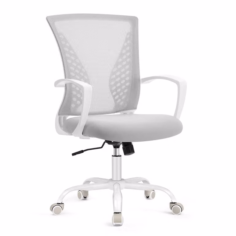 Silla de oficina ergonómica SONGMICS giratoria con altura ajustable y reposabrazos, gris o blanca