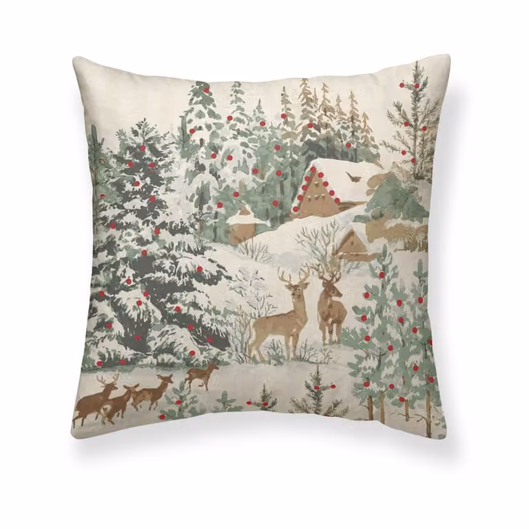Funda de cojín de Navidad Muare Home multicolor de 100% algodón, 50 x 50 cm