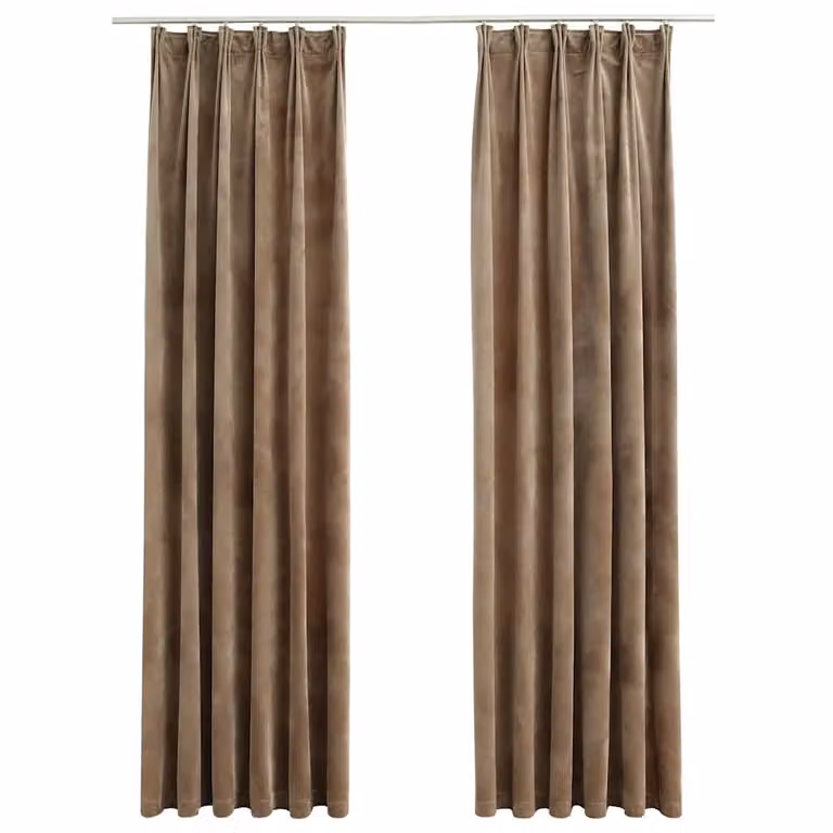 Set de 2 cortinas opacas de terciopelo vidaXL en color beige con ganchos, An/Al: 140 x 245 cm