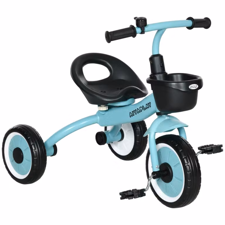 Triciclo para niños AIYAPLAY con altura ajustable en color azul y negro, An/P/Al: 70.5 x 53 x 58 cm