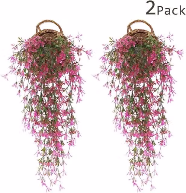 Hojas de Hiedra y Glicina Artificial de FNINIJEDE para Decoración de Bodas y Fiestas en el Jardín, Colores Rojo, Púrpura, Verde y Rosa