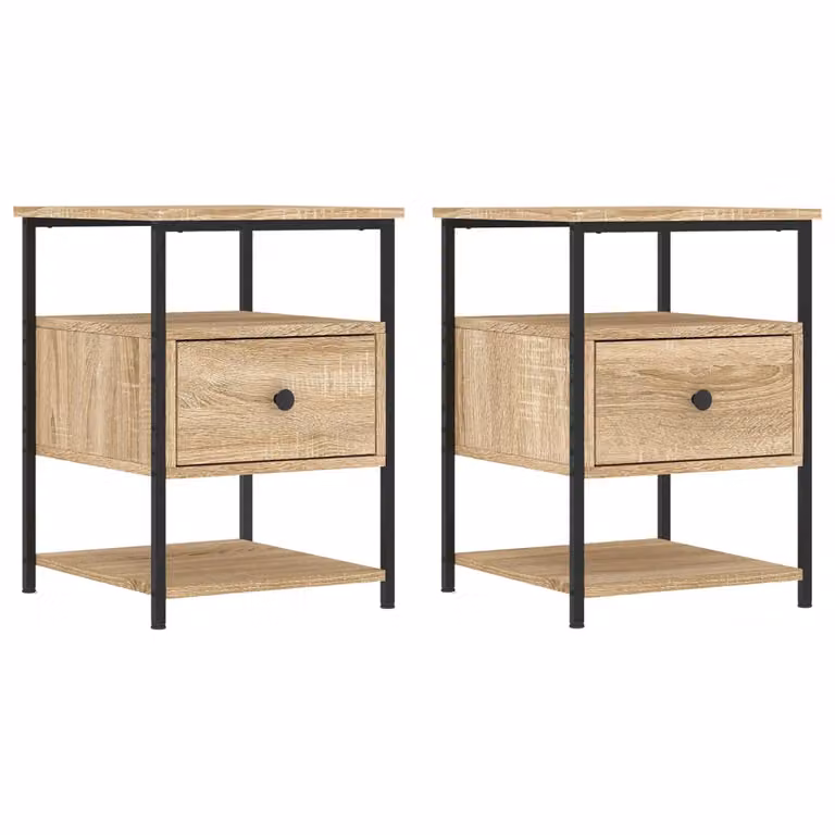 Set de 2 mesitas de noche vidaXL en madera de roble sonoma para dormitorio