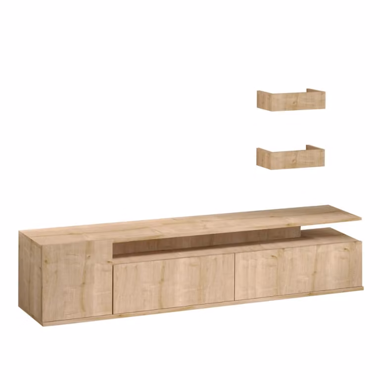 Mueble de TV Alika de Menzzo en color roble con acabado mate y diseño moderno para salón An: 180 cm, P: 35 cm, Al: 45 cm
