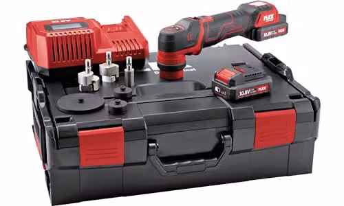 Pulidora a batería Flex PXE 80 10,8-EC/2,5 Set Negro/Rojo con cargador y 2 baterías