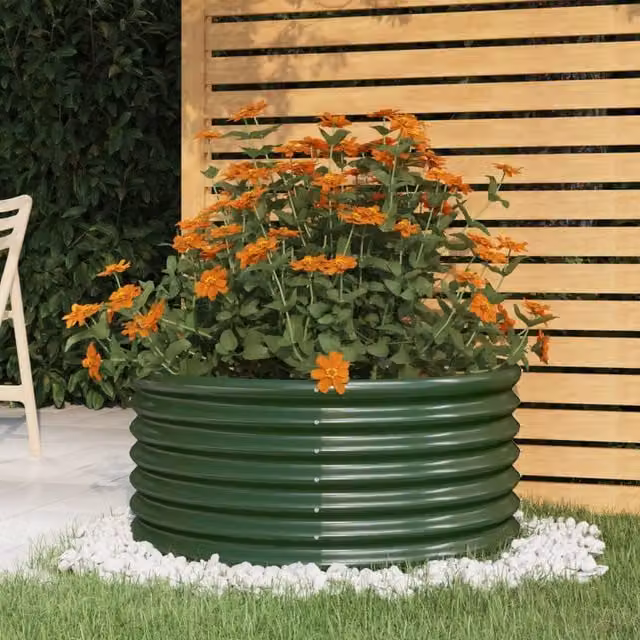 Jardinera de acero galvanizado Maison Exclusive en color verde, An/P/Al: 80 x 80 x 36 cm