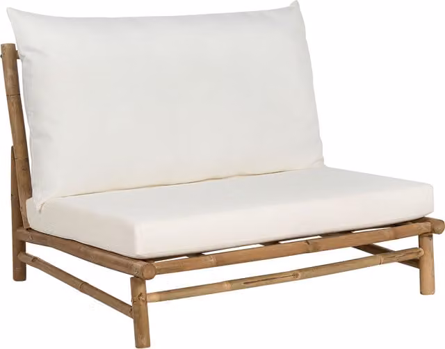 Silla de jardín Beliani de bambú con cojines en color blanco y beige