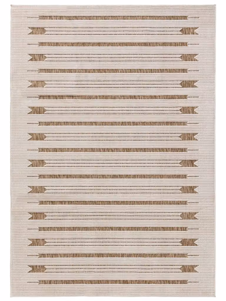 Alfombra Benuta para exterior e interior de diseño moderno y rayas en color beige, An/P: 240 x 350 cm