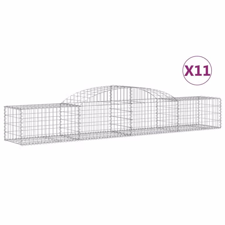 Set de 11 cestas de gaviones videx en forma de arco de acero galvanizado color plata, An/P/Al: 300 x 50 x 40/60 cm