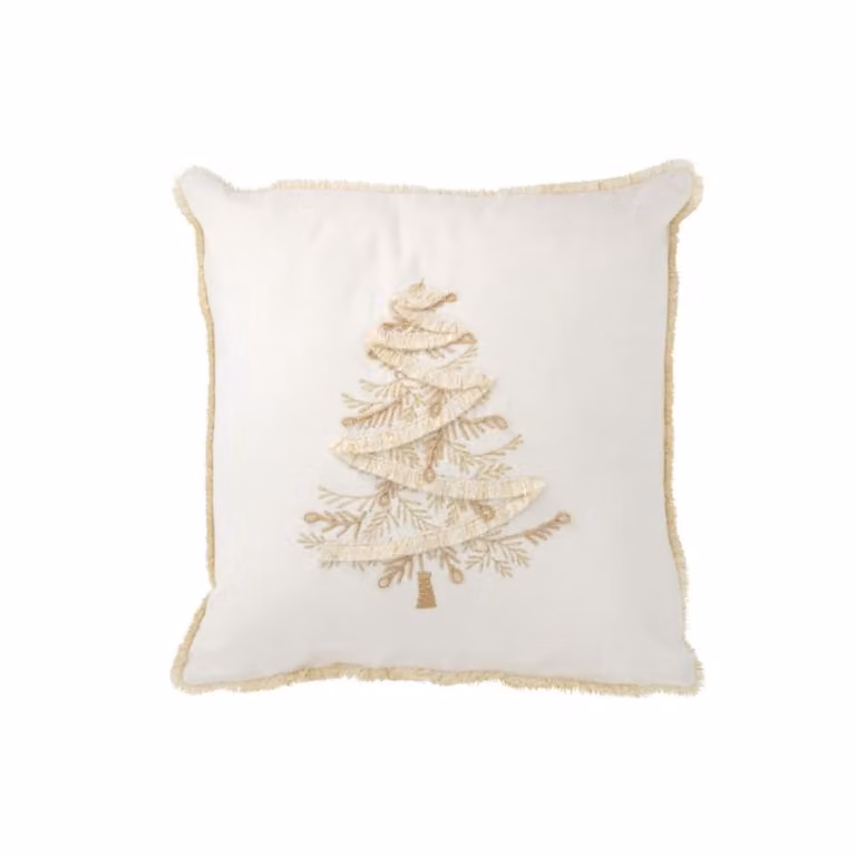 Cojín cuadrado J-line de tela blanca para adultos An/An/Al: 45 x 45 x 3,75 cm