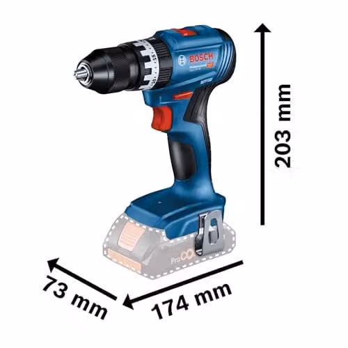 Taladro percutor a batería Bosch Professional GSB 18V-45 de 18V con 2 baterías de 2,0 Ah y cargador GAL 18V-20 en maletín L-BOXX