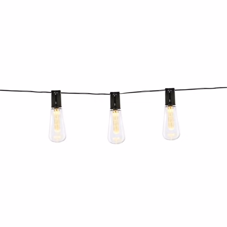 Luces de hadas LED solares Grundig con efecto gota en color negro y luz blanca cálida estilo vintage