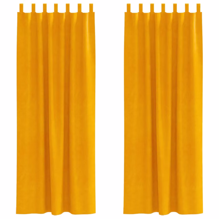 Set de 2 cortinas blackout de terciopelo vidaXL en amarillo mostaza, An/Al: 140 x 245 cm