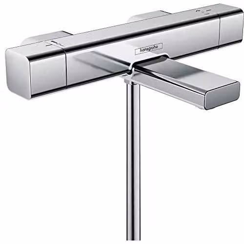 Termostato para bañera Hansgrohe Ecostat E visto, mezclador de 2 funciones con botón de seguridad SafetyStop a 40 °C, acabado cromo, 15774000