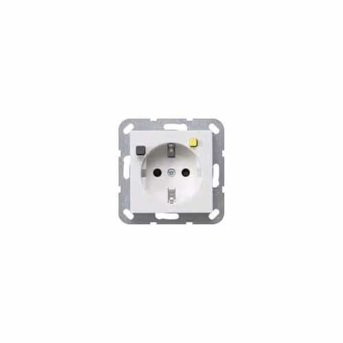 Enchufe de protección diferencial Gira 267 703 de 30mA con sistema de obturador en color blanco puro