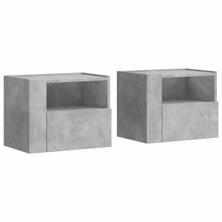 Set de 2 mesitas de noche de pared vidaXL en color gris hormigón, An/P/Al: 45 x 30 x 35 cm
